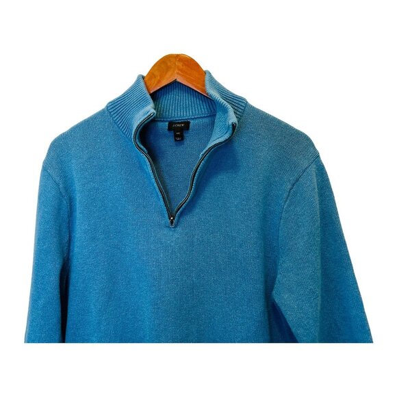 J.CREW 1/4 Zip Pullover Knitted Cotton Cashmere Light Blue Sweater Size Med/Tall - Picture 3 of 7